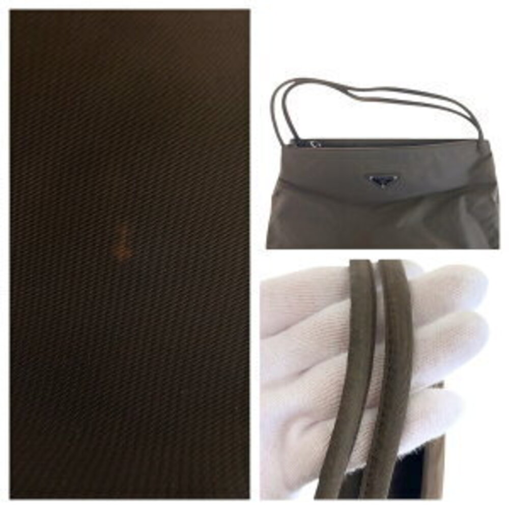 Prada Nylon Plate Logo Tessuto Brown Bag Shoulder Triangle - Picture 4 of 10